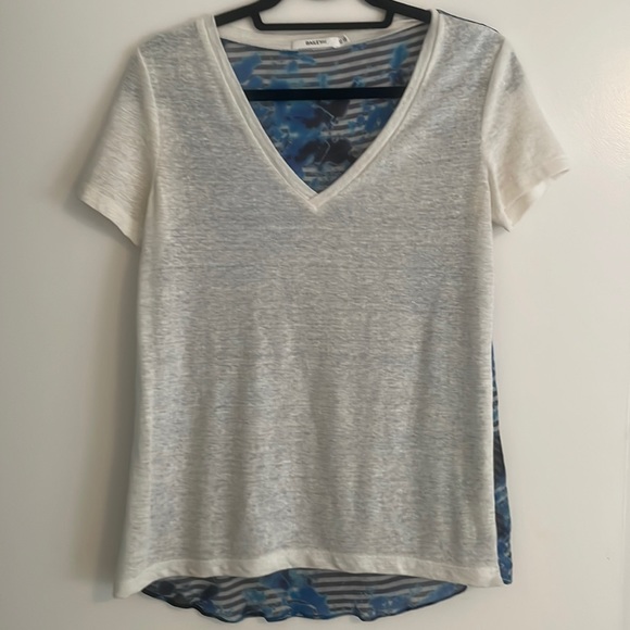 Bailey44 White Linen T-Shirt with Patterned Sheer Back - Picture 2 of 5